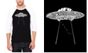 LA Pop Art Men's Flying Saucer UFO Raglan Baseball Word Art T-shirt